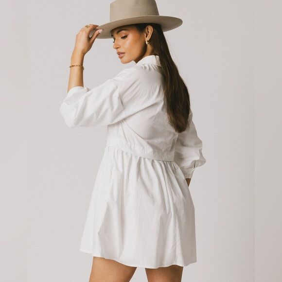 NWT English Factory puff sleeve collared mini dress oversized size medium - Picture 2 of 15